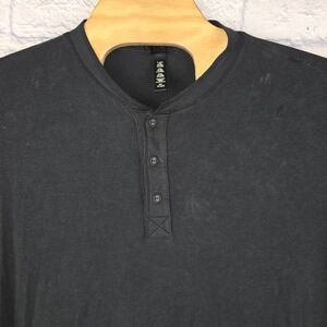 Skims Women Henley Shirt Black Oversized Long Sleeve Modal Cotton Stretch Sz XS